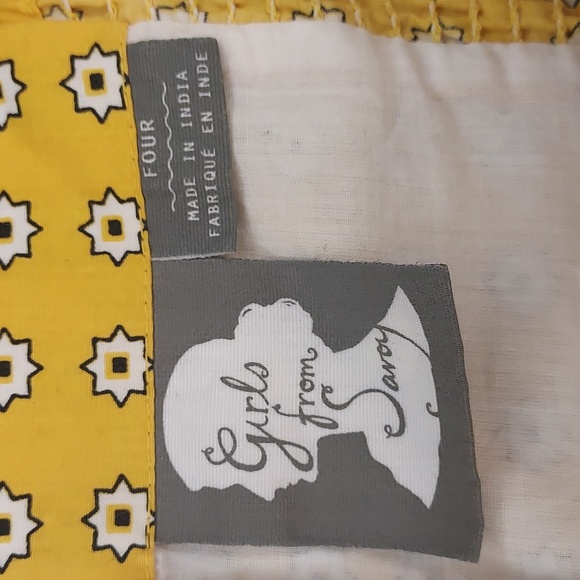 Anthropologie Girls From Savoy Yellow Patterned Strapless Pockets Dress Size 4 - Picture 8 of 9